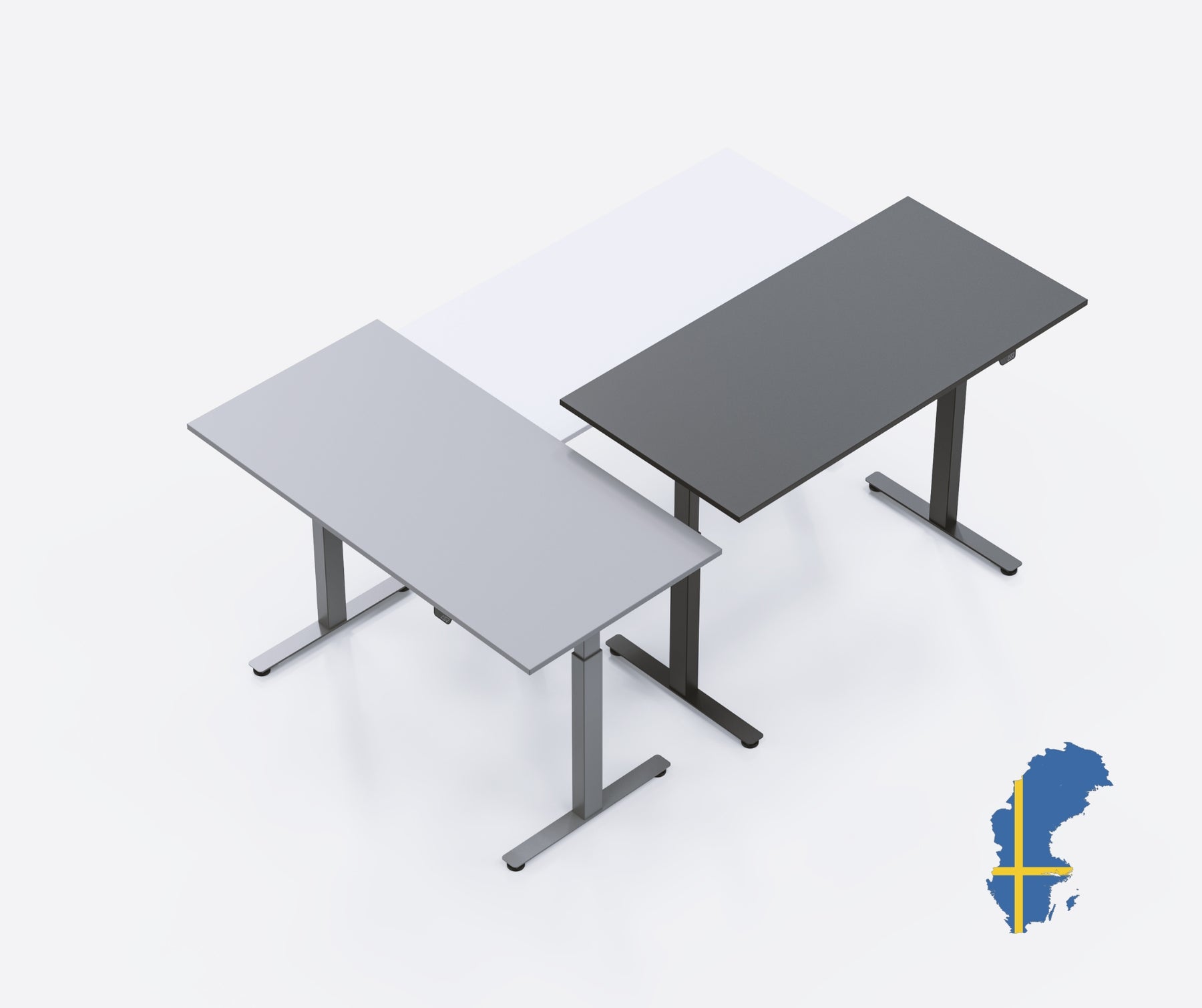 Wulff höj och sänkbara skrivbord svensktillverkade grått och svart