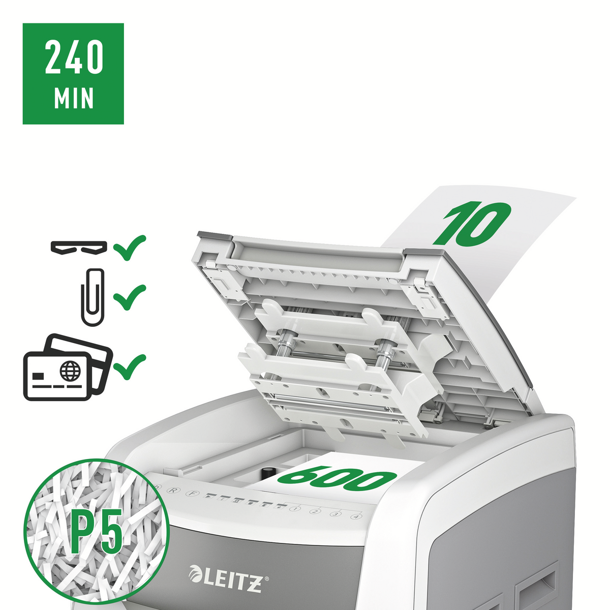 Leitz IQ Autofeed Office Pro 600 Automatisk makuleringsmaskin P5